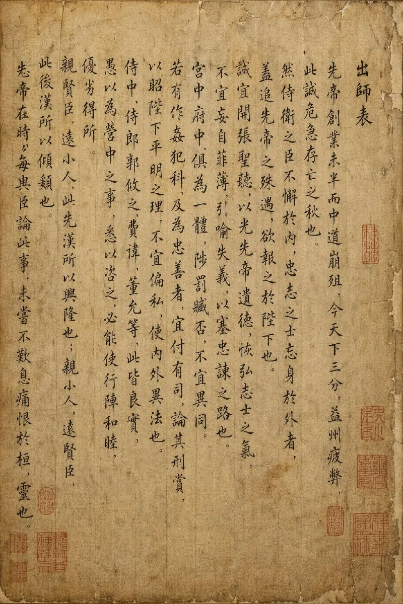 GPT-Image-2 example: Naskah klasik Tiongkok 'Chu Shi Biao'